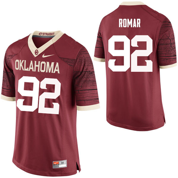 Men Oklahoma Sooners #92 Matthew Romar College Football Jerseys Limited-Crimson
